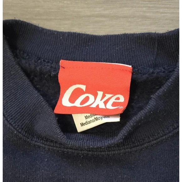 Vintage Coca-Cola Polar Bear Sweatshirt Medium Navy Crewneck 1995 90s - Picture 8 of 12